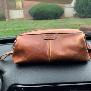 COPY - Fossil Brown Leather Framed Shave/Dopp Kit Bag